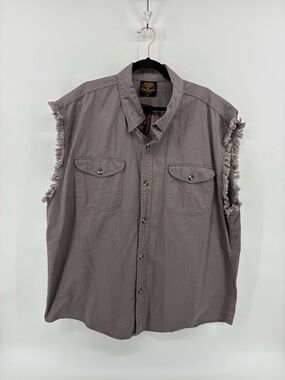 Milwaukee Leather Sleeveless Frayed Button-Front Shop Vest